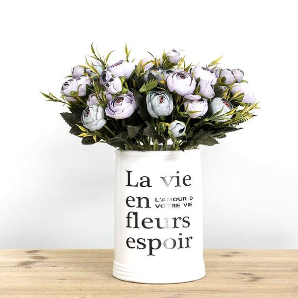 

decorative flowers & wreaths artificial flower 6 prongs snowflake tea rose bouquets for home living room table decoration high-end el weddin