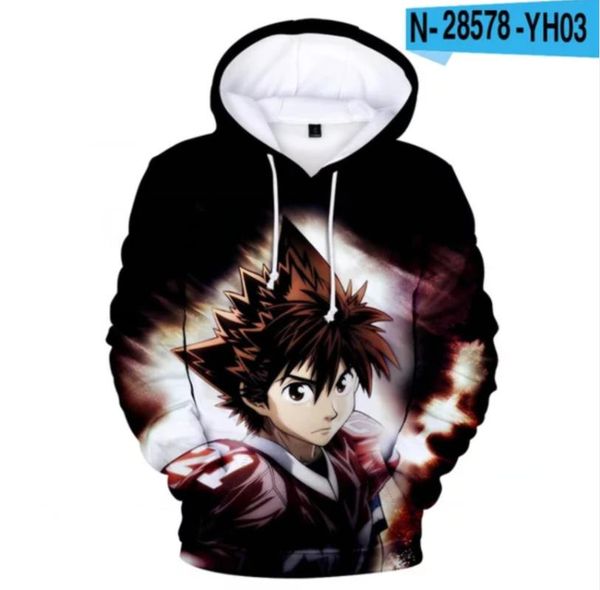 

men's hoodies & sweatshirts 2021 3d printed eyeshield 21 hoodie boy girls teen casual children anime clothes, Black