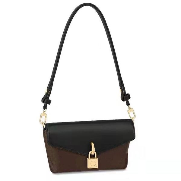 

woman shoulder evening bag fashion lock catch crossbody bags pu leather handbag for lady crescent purse wallet with box