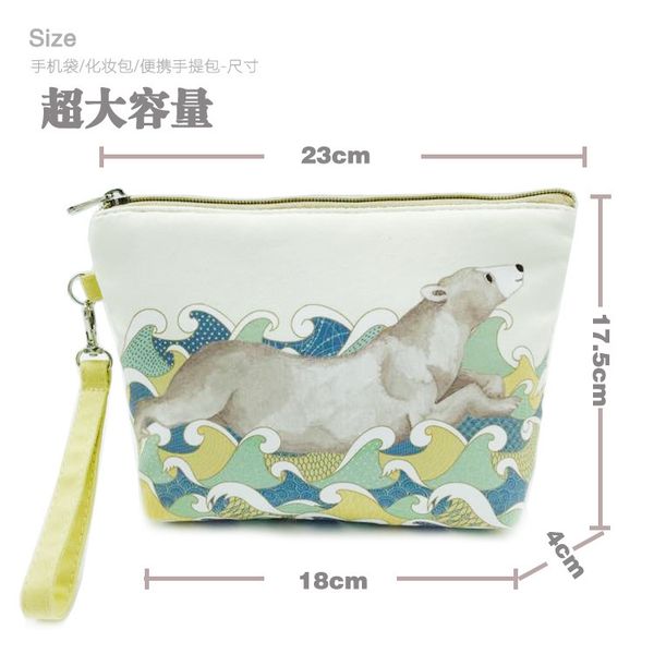 

female bag clutch purse horizontal cosmetic animation coin small fresh/artistic cartoon canvas square qtbma