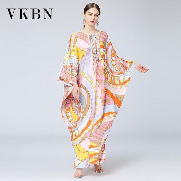 

women dress up office lady loose round neck batwing sleeve plus size printing dresses fashion casual, Black;gray