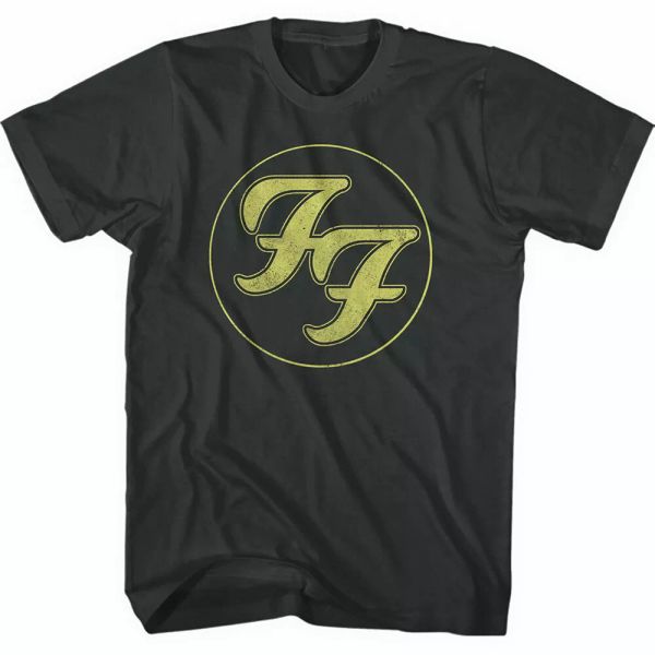 

foo fighters t shirt gold ff logo official black mens tee dave grohl concrete, White;black