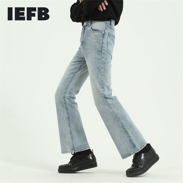 

iefb men's wea high street hip hop casual flare jeans pant male japan korea vintage denim trousers pants autumn 9y5329 211108, Blue