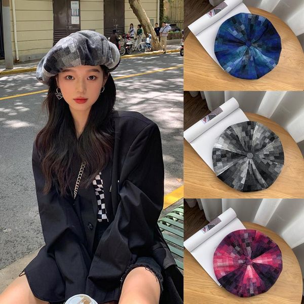 

stingy brim hats cygjfc woman winter woolen beanies women berets korean style caps artist gorros panana bonnet female headwear, Blue;gray