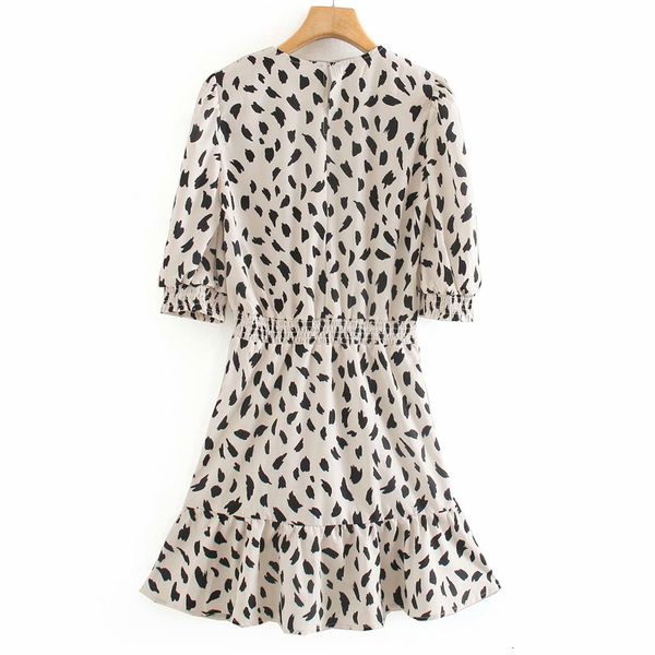 

dresses vintage leopard round neck long sleeve sunscreen harajuku chic women's dress sweet feather print leisure vacation female dresse, Black;gray