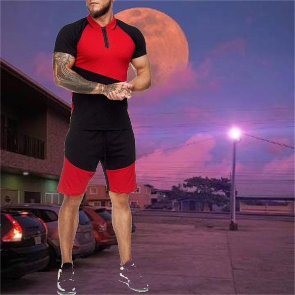 

men's tracksuits summer 2021 short-sleeved t-shirt sports suits are all matched with trendy handsome casual five-point shorts, Gray