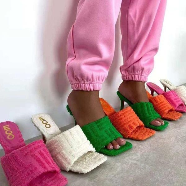 

dress shoes | lady green towel high heels sandals designer square toe wedge mujer sandalias women soft wool, Black