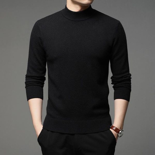 

men's sweaters 2021 autumn and winter men turtleneck pullover sweater fashion solid color thick warm bottoming shirt male, White;black