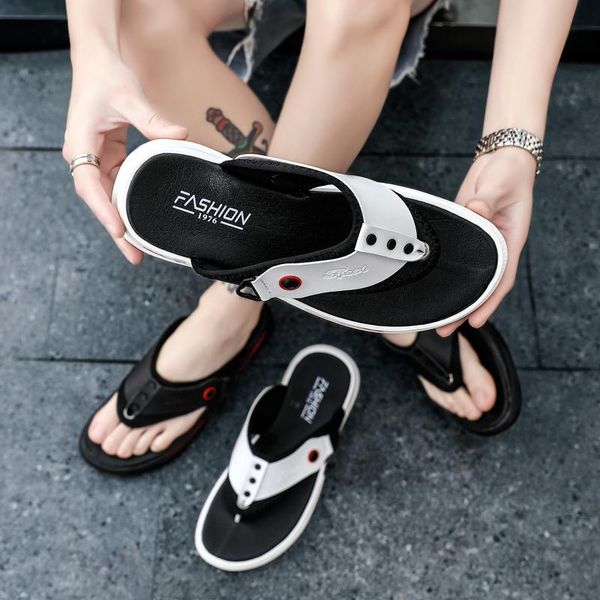 

slippers sandals men sandalias de casa hombre cuero shoes sandles for transpirables sandale en cuire homme summer beach playa, Black