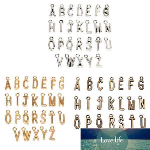 26 Teile/los Alphabet A-Z Anhänger Buchstaben DIY Schmuck Erkenntnisse Gold Bronze Silber Farbe Für Schmuck Machen