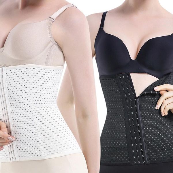 

women's shapers 4 steel bones hollow out waist trainer modeling strap belts corset control body shapewear for underwear, Black;white