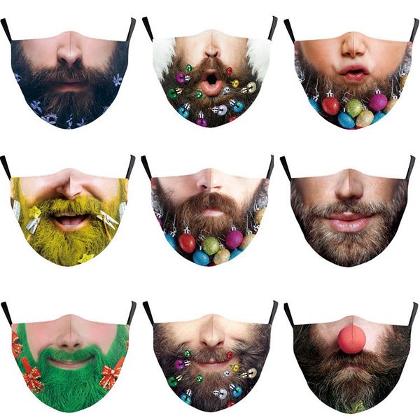 

custom logo beard christmas funny anti haze protective mask can put filter