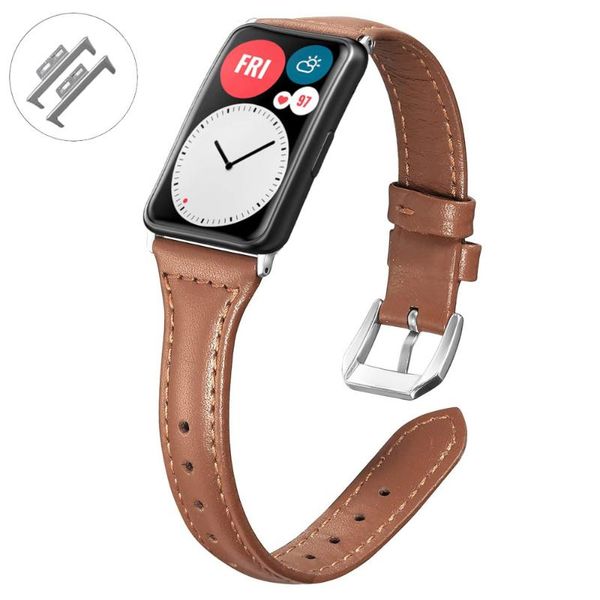 

watch bands leather band for huawei fit strap smartwatch accessories genuine wristband bracelet 2021, Black;brown