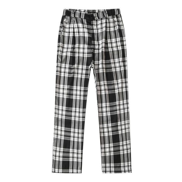 

men's pants autumn and winter casual street couples slim classic black white plaid ins style