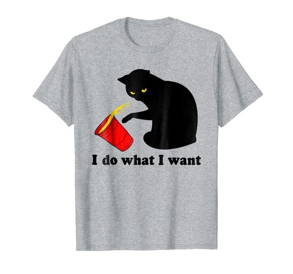 

do what i want black cat red cup funny graphic t-shirt, White;black