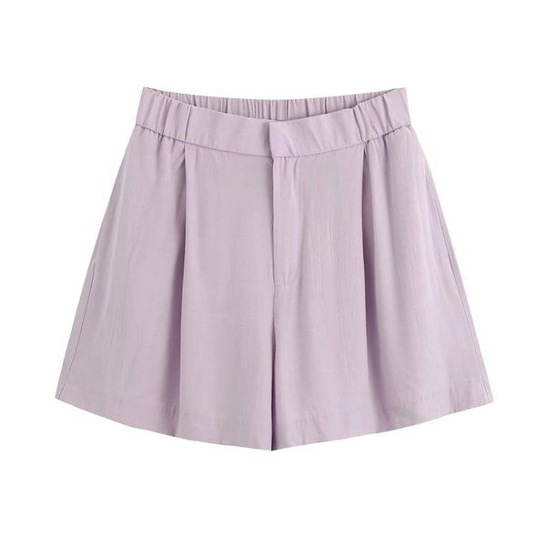 

women's shorts women chic fashion loose fitting vintage high elastic waist zipper female short pants pantalones cortos, White;black
