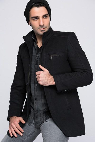 

men's jackets dewberry men 's black overcoat-1020001 p8369, Black;brown