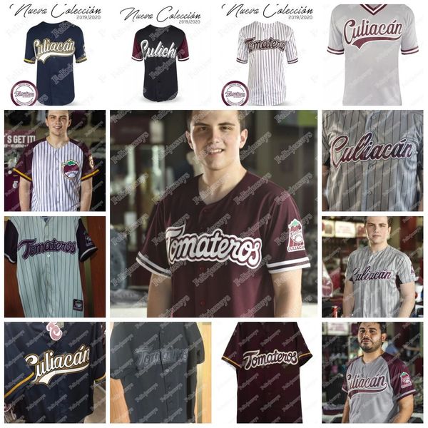 

2021 casaca gris rayada caballero tomateros de culiacÃ¡n baseball jersey manga guinda nueva element double stitched name and number, Blue;black