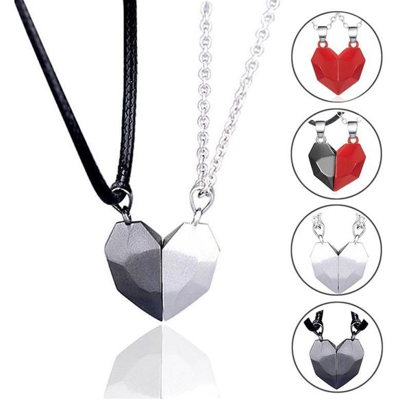 

pendant necklaces evispol a pair of fashion magnetic lover necklace black and white wish stone creative magnet heart couple gift, Silver