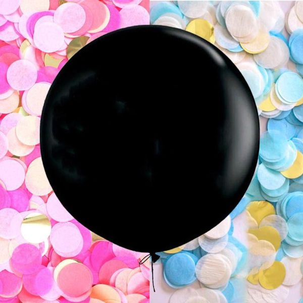 

party decoration 36 inch black round confetti latex balloon boy or girl gender reveal giant with pink blue gold
