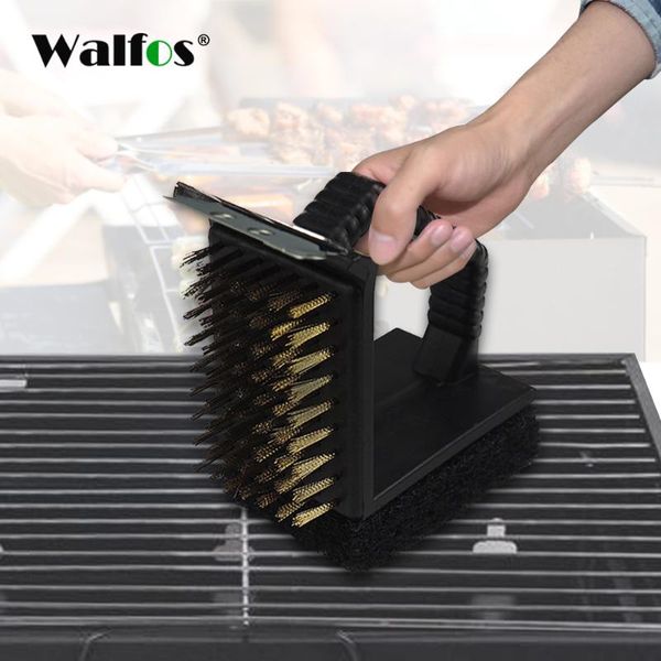 

tools & accessories walfos 1pc cleaner triple barbecue grill brush copper steel cleaning brushes bbq