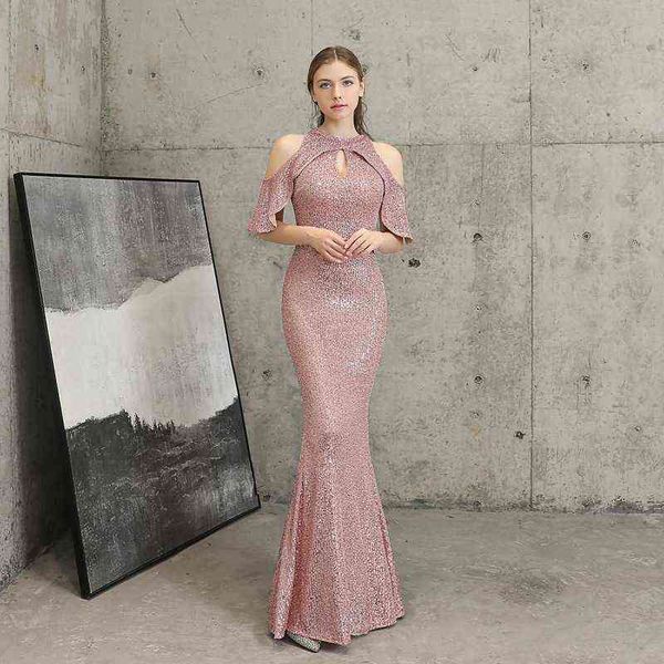 

prom luxury boutique occasion dresses 2021 temperament elegant long sequin fishtail banquet host evening, Black