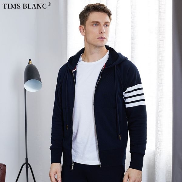 

1906 tb new zipper hoodie men's couple's korean fashion pure cotton jacket, Black