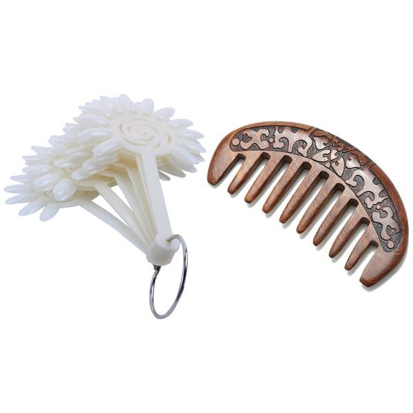 

nail art kits 120 pcs uv false design tips display practice wheel & 1 wooden comb natural comb(flower-wide tooth)