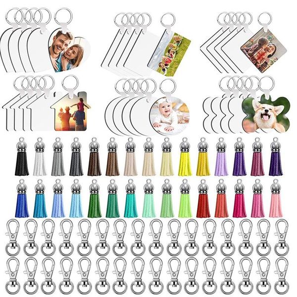 

pieces sublimation blank keychains kits with tassel heat transfer keychain mdf diy hooks & rails