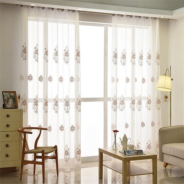 

curtain & drapes fabric with openwork embroidery and vase