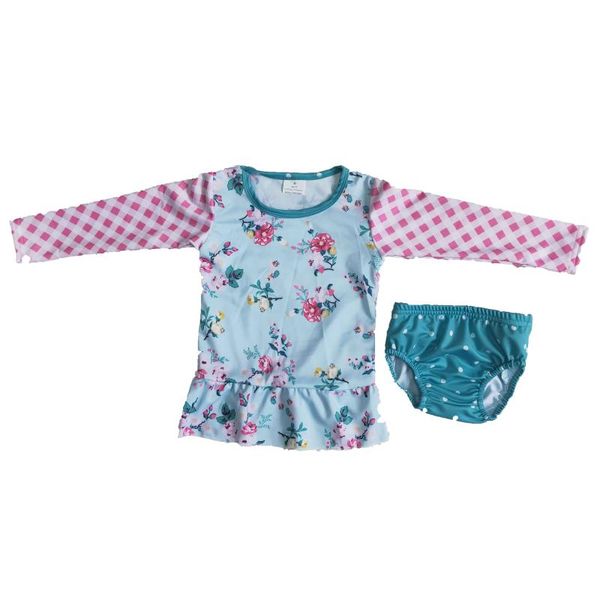 

baby girls two pcs swimsuit swimwear high neck bodysuit bathing suit 2 piece beach wear clothing sets, White