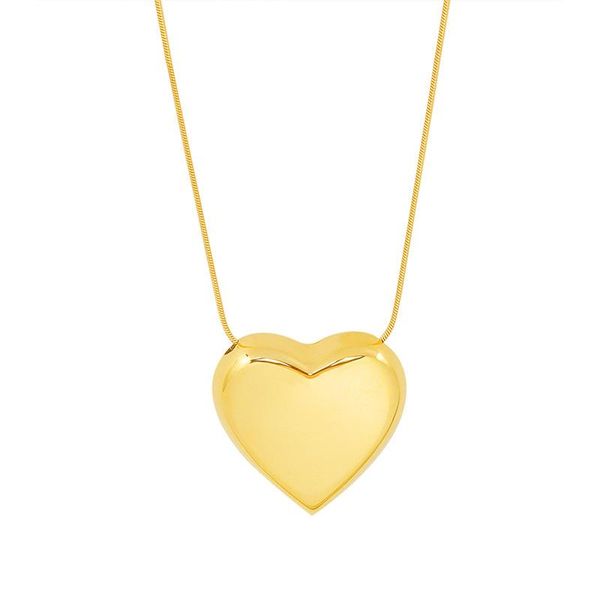 

pendant necklaces stainless steel simple heart-shaped peach heart love necklace gold chain on neck for women's punk accessories jewelle, Silver