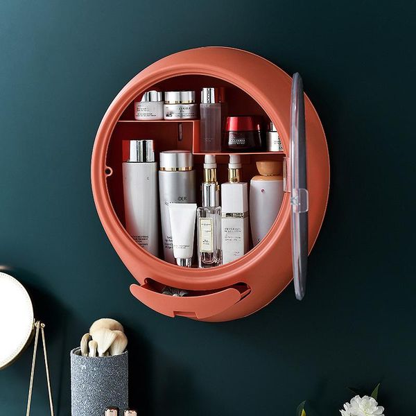 

plastic makeup organizers wall-mounted waterproof cosmetic storage box toiletries shelf jewelry container brush holder boxes & bins