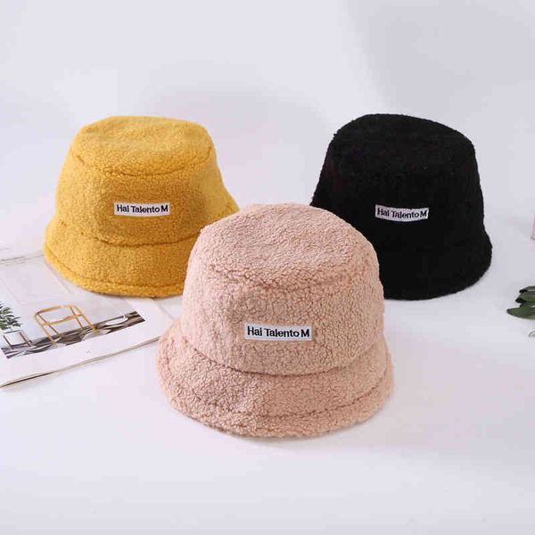

brand caps hat girl autumn and winter korean fashion lamb plush fisherman's hat, Blue;gray