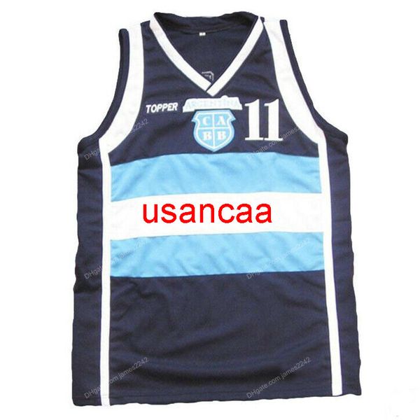 Personnalisé Luis Scola # 4 Topper Team Argentine Basketball Jersey Cousu Taille S-4XL N'importe quel nom et numéro de maillots