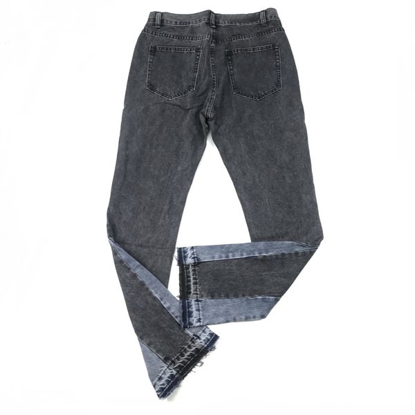

men vintage black slim jeans flared trousers streetwear, Blue