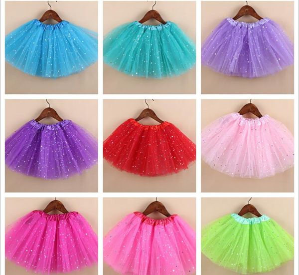 2021 neonato TUTU Gonne Moda filato netto Paillettes stelle neonate Gonna da principessa Costume di Halloween 11 colori gonna di pizzo per bambini 30 pezzi