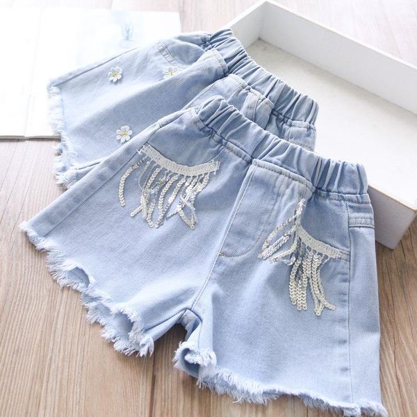 

shorts 2021 summer girls tassel denim wholesale kids clothing, Black