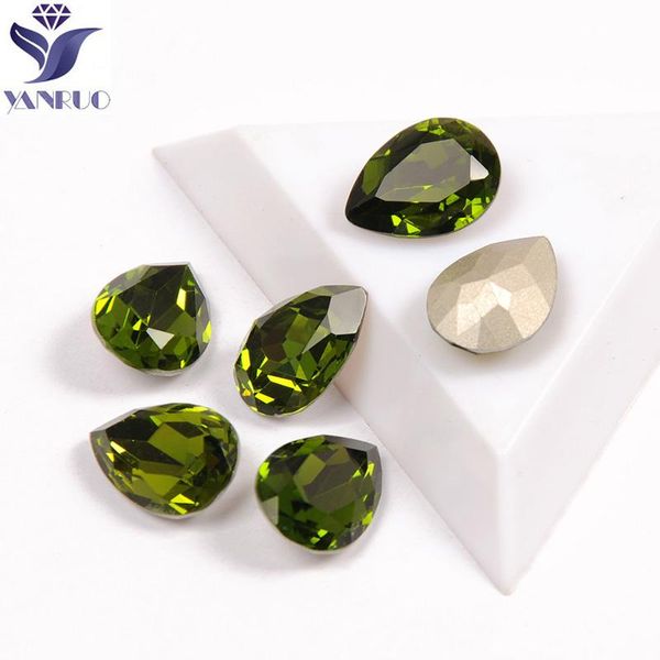 

drop olivine color nail art rhinestones diamond pointback crystal fancy rhinestone for 3d diy decoration decorations, Silver;gold