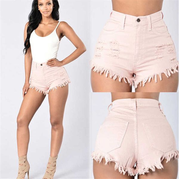 

jeans style stretch wool fringed high waist denim shorts pants women's 3 color 5 in 2021, Blue