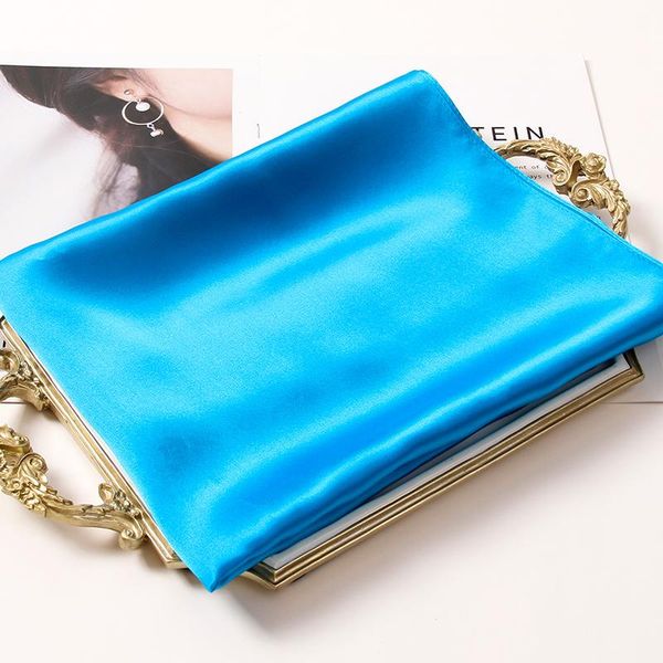 

scarves 100% real silk scarf women bufanda hangzhou shawl wrap solid neckerchief natural satin luxury foulard femme, Blue;gray