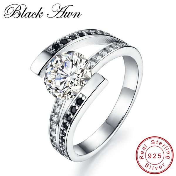 

cluster rings [black awn] neo-gothic 4.4g 925 sterling silver jewelry trendy wedding for women engagement ring femme bijoux bague c104, Golden;silver