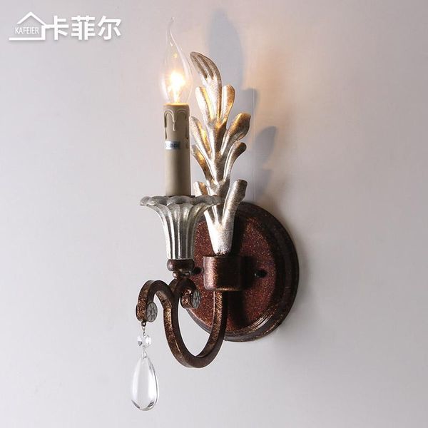 

wall lamp wrought iron candle single head balcony aisle corridor bedroom bedside country