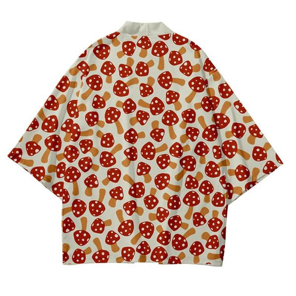 

ethnic clothing oversize 6xl mushroom printed japanese street samurai harajuku kimono cardigan women men cosplay yukata, Red