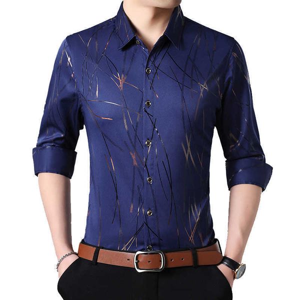 

men fall fashion men's button shirt designer long sleeve man printing bussiness shirts big size camisa social 5xl 7xl 210528, White;black