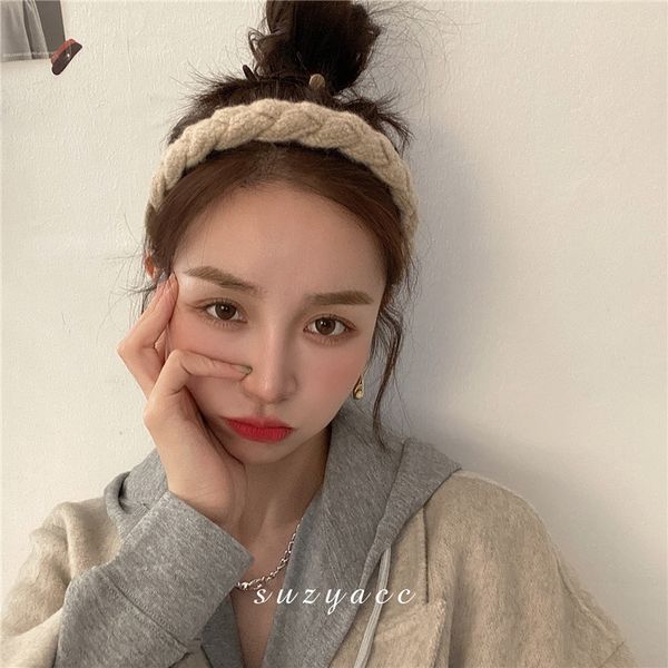 

f6e korean dongdamen 's wearwoolen w headbands ter women's wear temperament fashion wool knitting hair accessories headband for wo, Silver