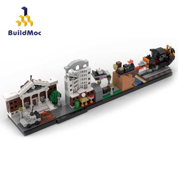 

buildmoc city buildings back to the future castle house moc movie skyline architecture building blocks bricks city toys for kids y0808