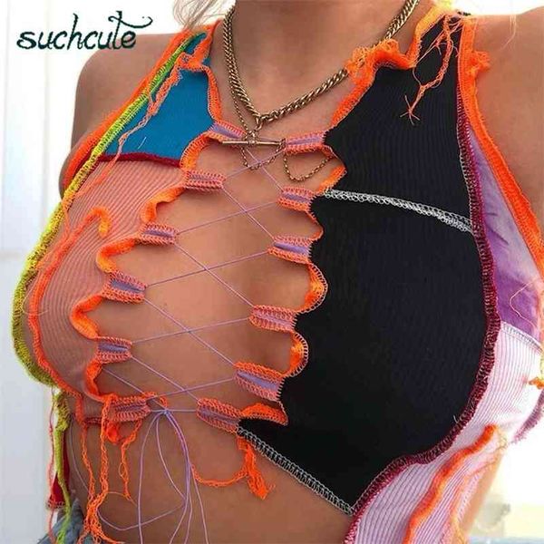 

suchcute hollow out crop women summer e-girl cami cute print gothic backless basic tee vintage c female 210401, White