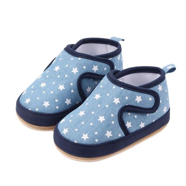 

first walkers spring autumn toddler shoes baby star print anti-slip prewalker soft soled-shoes for girls boys blue/pink 11-13 size