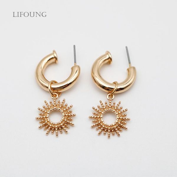 

dangle & chandelier earrings women's fashion medium-sized metallic gold round ear ring for girl unusual detachable jewelry pendant 2021, Silver